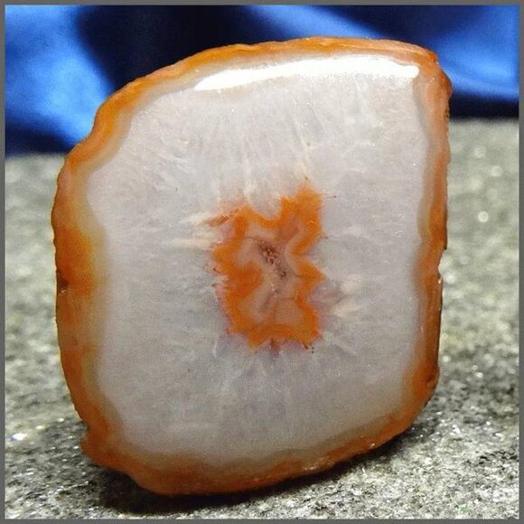 1960s Cool Blue Grey w Cinnamon Geode Vintage Cufflinks 16954 - Picture 3 of 7